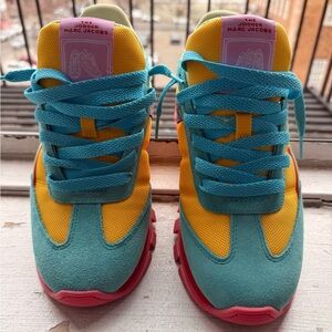 Marc Jacobs Woman's Vibrant Teal and Yellow Sneakers